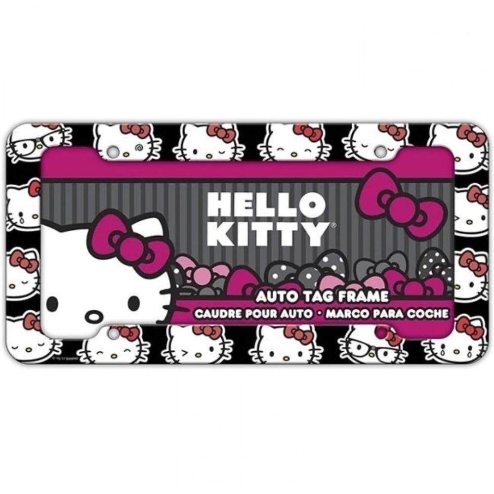 Hello Kitty License Plate Frame Pink Red Bows